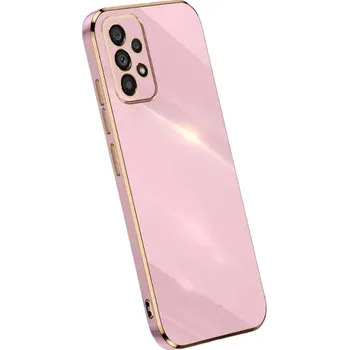 Pouzdro na mobilní telefon Silikonový kryt se zlatými hranami na Samsung Galaxy A54 5G fialová