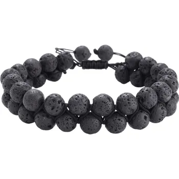 Náramek Dvojitý korálkový náramek z lávových kamenů