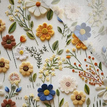 Viskózové plátno 100g imitace výšivky světlé 6