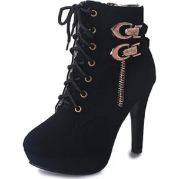 Dámské kozačky Stylové polokozačky na jehlovém podpatku 39