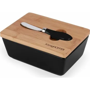 máslenka 17x12x7cm černá+nožík, keramika/bambus *PO 15.6, Rychlá expedice, doprava zdarma od 999,-