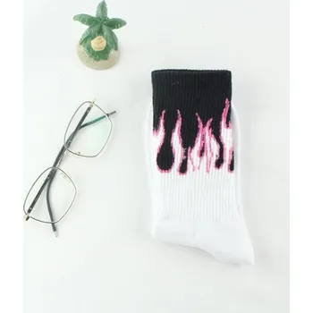 Pánské ponožky Pánské dlouhé ponožky - Plameny bílá
