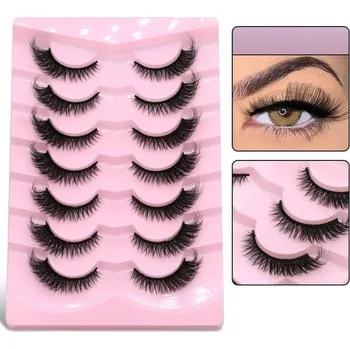 Umělé řasy Sada 7 párů umělých řas Umělé dlouhé řasy s plným proužkem Sada na prodloužení řas Přirozené nalepovací řasy 3