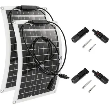 Sada 2 flexibilních solárních panelů 30W–600W 12V 38x28 cm Nabíječka baterií Duální USB s řadičem 10A–100A Powerbanka pro auto loď telefon