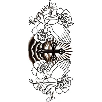 Odstranitelné tetování Dočasné tetování Modlící se ruce a kříž 10 x 20 cm Vodotěsné tetování na tělo Symbol víry a spirituality Výdrž až 15 dní Snadná aplikace