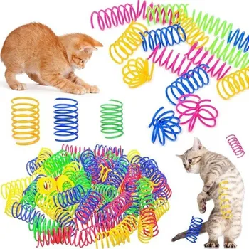 Hračka pro kočku Sada 48 ks pružiny Hračky pro kočky Barevné plastové spirály 5,5 x 2 cm Interaktivní hračka pro koťata Lovecká hračka pro kočky