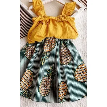 Dívčí tričko a sukně N418 tmavě žlutá 3