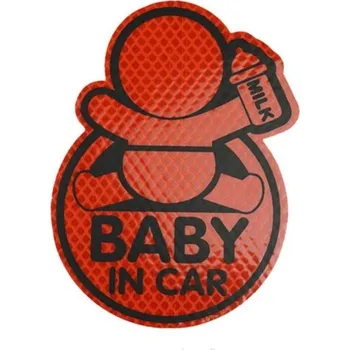 Samolepicí dekorace na vozidlo Reflexní samolepka na auto Baby in car červená