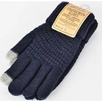Rukavice Pletené rukavice s dotykovými prsty tmavě modrá