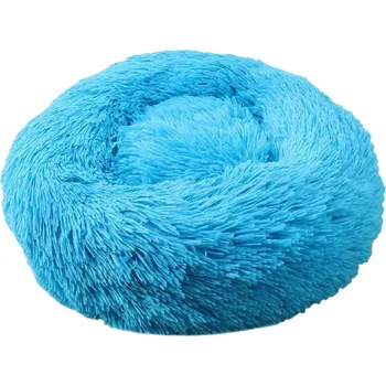 Pelíšek pro psa Kulatý chlupatý pelíšek pro psy a kočky 40 cm modrá