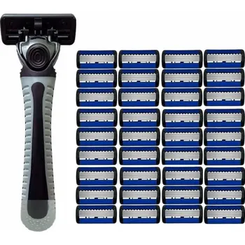 Břitva na holení Ruční holicí strojek pro muže i ženy se 36 náhradními hlavicemi Rukojeť s vyměnitelnými čepelemi se šesti břity