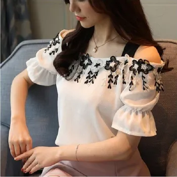 Dámská halenka Halenka s odhalenými rameny bílá L