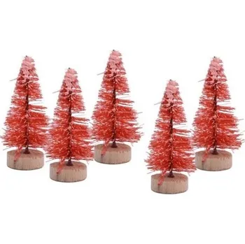 Vánoční dekorace Dekorační stromečky 5 cm 5 ks červená