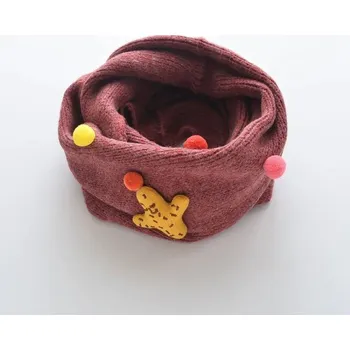 Šála Dětský nákrčník s bambulkami a letadlem J3235 vínová