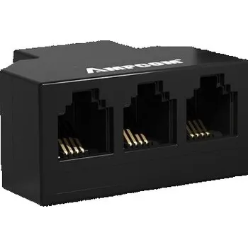 Redukce Splitter pro telefonní kabel RJ11 1-3 porty černá
