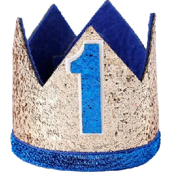Karnevalový doplněk Narozeninová čepička 1 rok 7 cm modrá