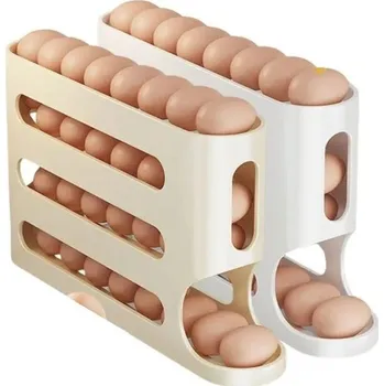 Úložný box Sada automatických stojanů do lednice Držák a zásobník na vejce Praktické organizéry na vejce 18 x 33 x 7 cm Hygienické řešení 2 ks