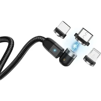 Datový kabel Magnetický USB nabíjecí kabel se stavitelným konektorem K503 černá 50 cm