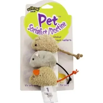 Hračka pro kočku Sada 3 ks plyšové mini myši pro kočky Odolné proti prokousnutí Polyester a vlákno Náhodné barvy Interaktivní lovecká hračka