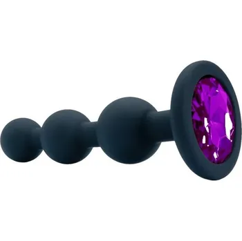Vibrátor Silikonový anální kolík ve tvaru tří korálků s barevným zakončením pro smyslnou stimulaci a estetický efekt, délka 11 cm, diskrétní balení fialová