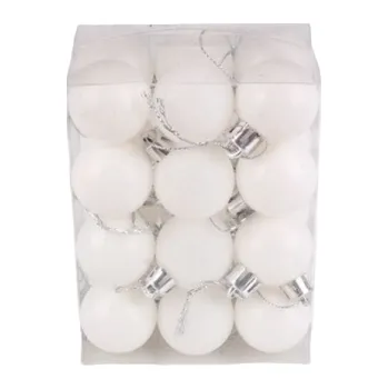 Vánoční dekorace Sada vánočních koulí 24 ks bílá