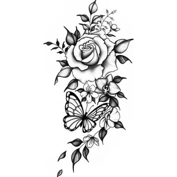 Odstranitelné tetování Dočasné tetování květinový vzor 19 x 9,6 cm Vodotěsné tetování pro ženy Tetování na tělo Výdrž až 15 dní Stylová tělová ozdoba