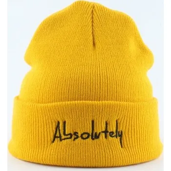 Čepice Zimní kulich s nápisem žlutá