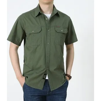 Pánská košile Pánská košile s krátkým rukávem F555 armádní zelená S