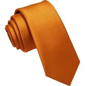 Kravata Pánská proužkovaná prošívaná kravata 145 x 6 cm Elegantní pánská kravata s jemným prošíváním Stylový módní doplněk na svatby, schůzky a formální události oranžová