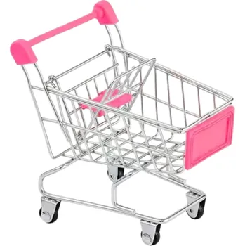 Doplněk pro panenku Mini růžový nákupní košík 11,5 x 8,5 cm