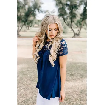 Krajková halenka Katy tmavě modrá XS