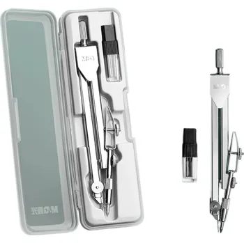 Kružítko Profesionální sada kružítka a náhradních tuh v pouzdru Přesné kovové kružítko na rýsování s náhradními náplněmi a průhledným pouzdrem