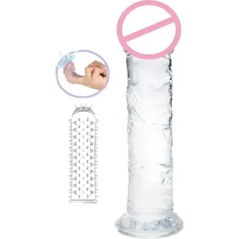 Vibrátor Dildo 19x4 cm s realistickým žilkováním a přísavkou pro vaginální i anální potěšení diskrétní balení průhledná