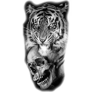 Odstranitelné tetování Dočasné vodotěsné tetování 11,5 x 21 cm Tygr s lebkou Moderní realistický motiv Výdrž až 15 dní Snadná aplikace Tetování na tělo