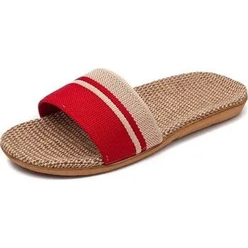 Dámské pantofle Dámské letní pantofle s tkaným povrchem Lehké prodyšné přezůvky s plochou podrážkou Stylové domácí pantofle Minimalistický design červená 39-40