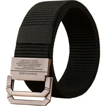 Opasek Pánský opasek z odolného nylonu Černý vojenský styl Kovová přezka se dvěma kroužky Šířka 3,8 cm Nastavitelný opasek na každý den černá 120 cm