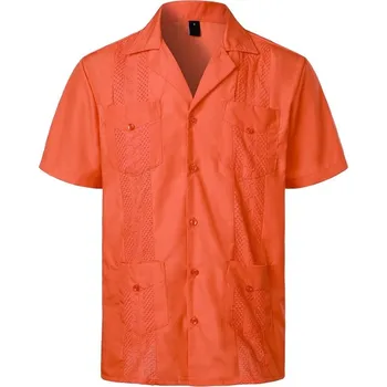 Pánská košile Pánská košile s krátkým rukávem F816 oranžová XXL