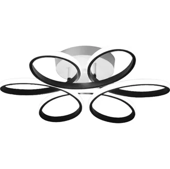 Stropní LED svítidlo ve tvaru květiny Moderní design Černobílá dekorativní lampa Průměr 30 cm Teplé bílé světlo 12W LED Osvětlení 3-8 m² 86-265V černá