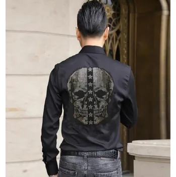 Pánská košile Pánská košile s lebkou černá S 1