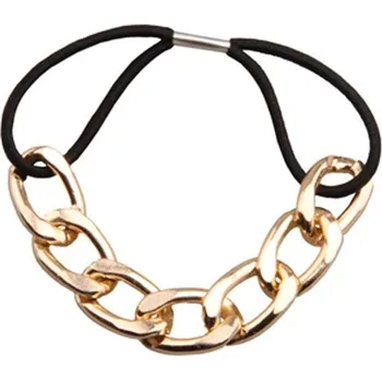 Gumička do vlasů s řetízkem zlatá