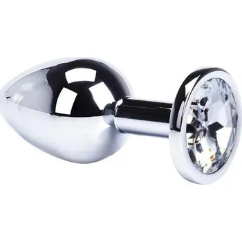 Vibrátor Kovový anální kolík s barevným kamínkem velikost L 40mm hladký povrch ergonomický design snadná údržba diskrétní balení průhledná