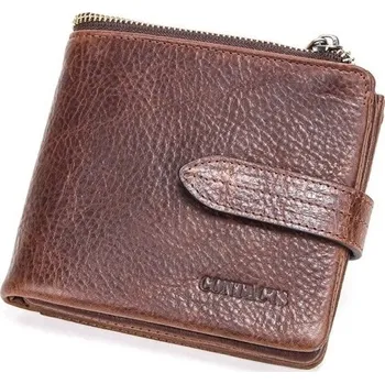 Peněženka Pánská kožená peněženka s přezkou tmavě hnědá 1
