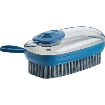 Pomůcka pro obuv a oblečení Kartáč s dávkovačem modrá