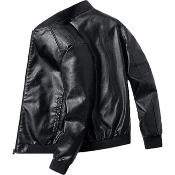 Pánská větrovka Pánská kožená bunda F1206 černá M