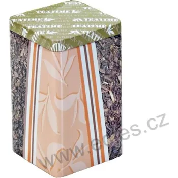 Čaj TAKE TEA plechová dóza na čaj 3395 sypaný čaj, zelený a oranžový abstraktní dekor