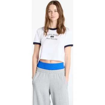 Pánské tričko Tričko Calvin Klein Jeans Drapey Jersey Crop Brilliant White/ Baritone Blue M