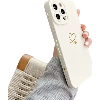 Pouzdro na mobilní telefon Silikonový kryt se srdcem pro iPhone 16 Pro Max Barevný silikonový kryt srdce pro iPhone 16 Pro Max Měkký kryt s nápisem Love pro iPhone 16 Pro Max bílá