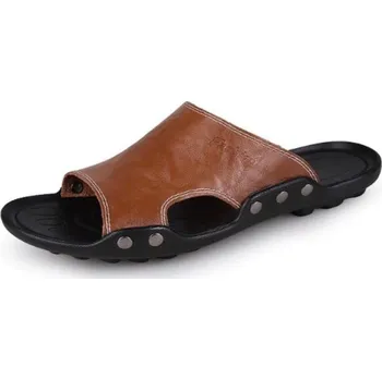 Pánské pantofle Pánské kožené pantofle A2266 tmavě hnědá 36