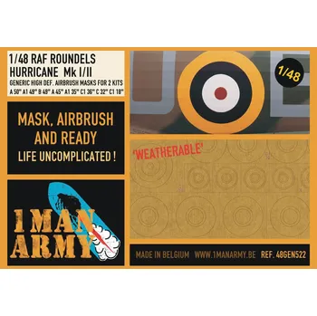 Plastikový model 1ManArmy 1/48 Hurricane Mk I/II Roundels Generic Set