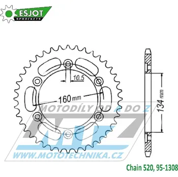 Rozeta ocelová (převodník) 1308-45zubů ESJOT 50-32202-45 - Honda CBR600F + CBR600RA + CBR600RR + CBR900RR + CBR929RR Fire Blade + CBR954RR + CBR1000RR Fireblade + CBR1000S Fireblade SP + VTR1000 95-1308-45-ES